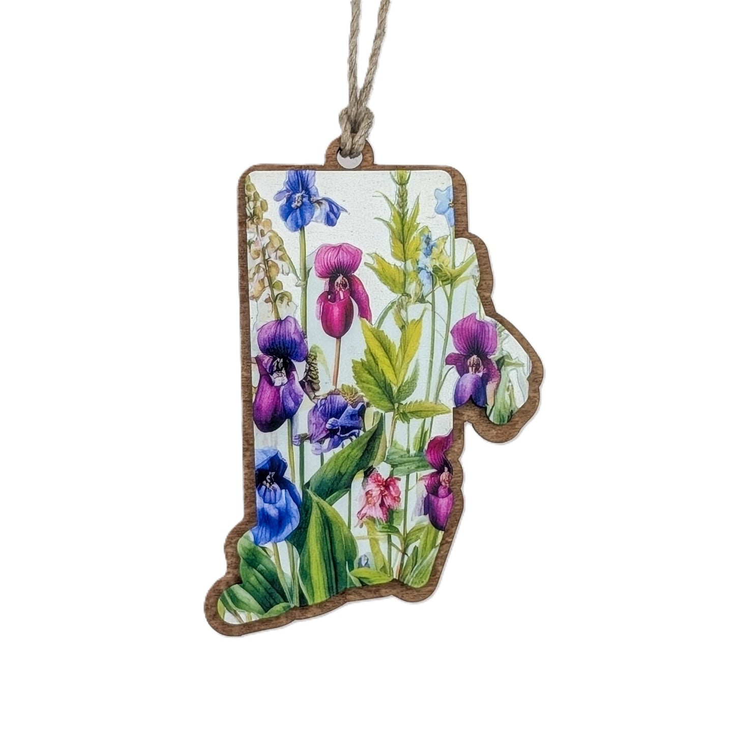Rhode Island Wildflower Wooden Christmas Ornament