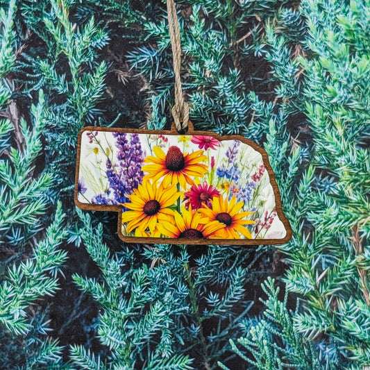 Nebraska Wildflower Wooden Christmas Ornament