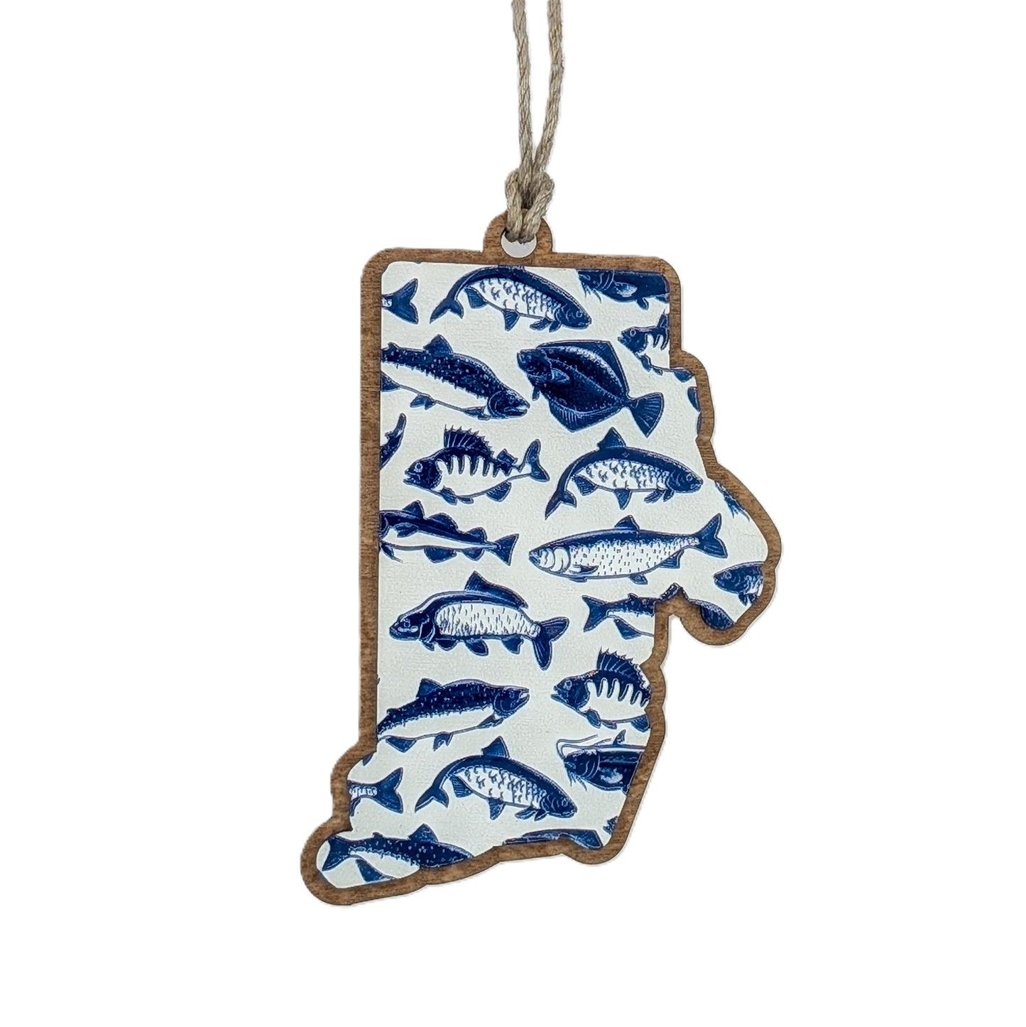 Rhode Island Fish Pattern Wooden Christmas Ornament