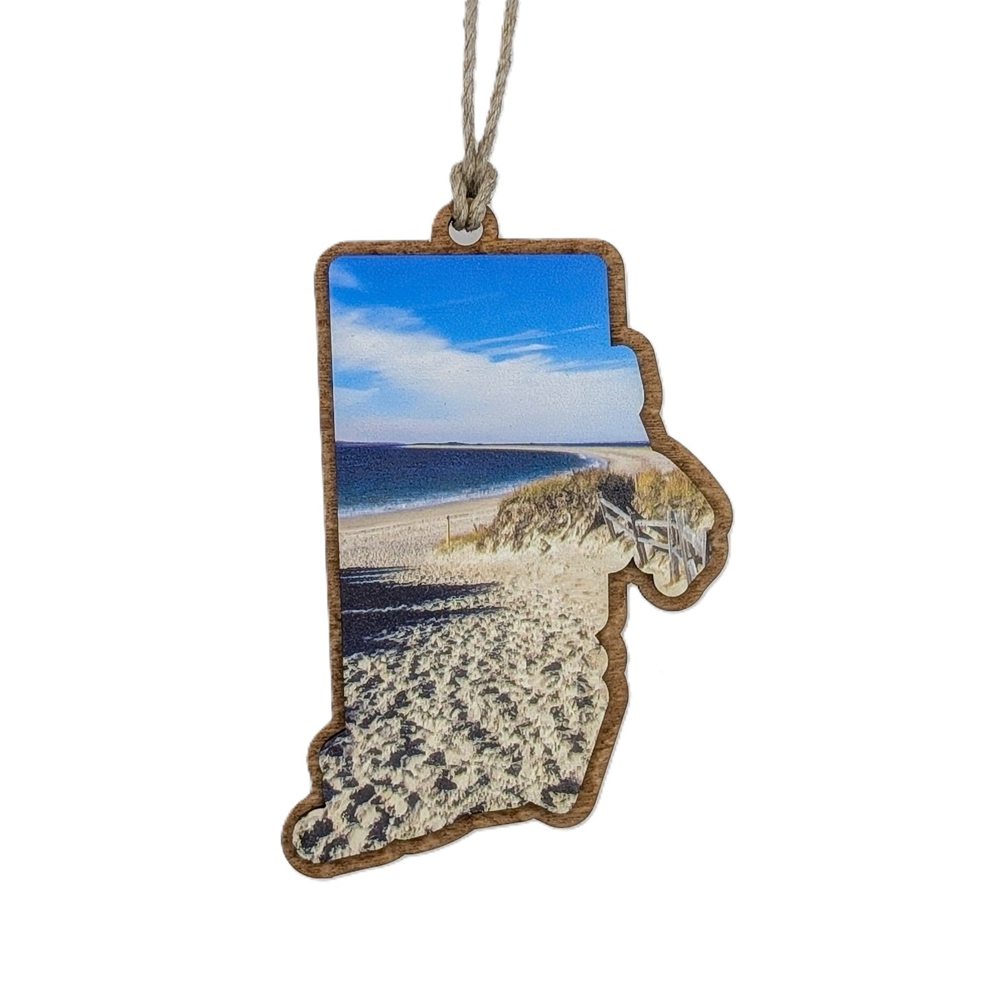 Rhode Island Beach Path Wooden Christmas Ornament