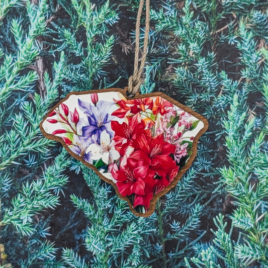 South Carolina Wildflower Wooden Christmas Ornament