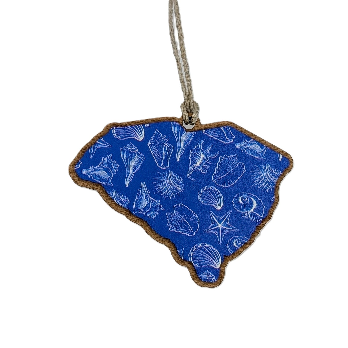 South Carolina Seashell Pattern Wooden Christmas Ornament