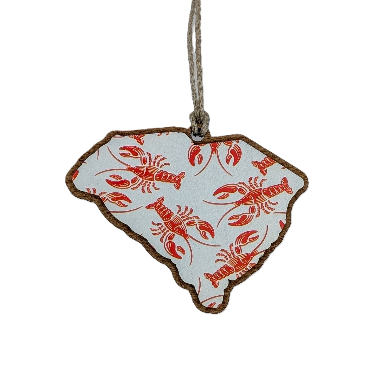 South Carolina Lobster Pattern Wooden Christmas Ornament