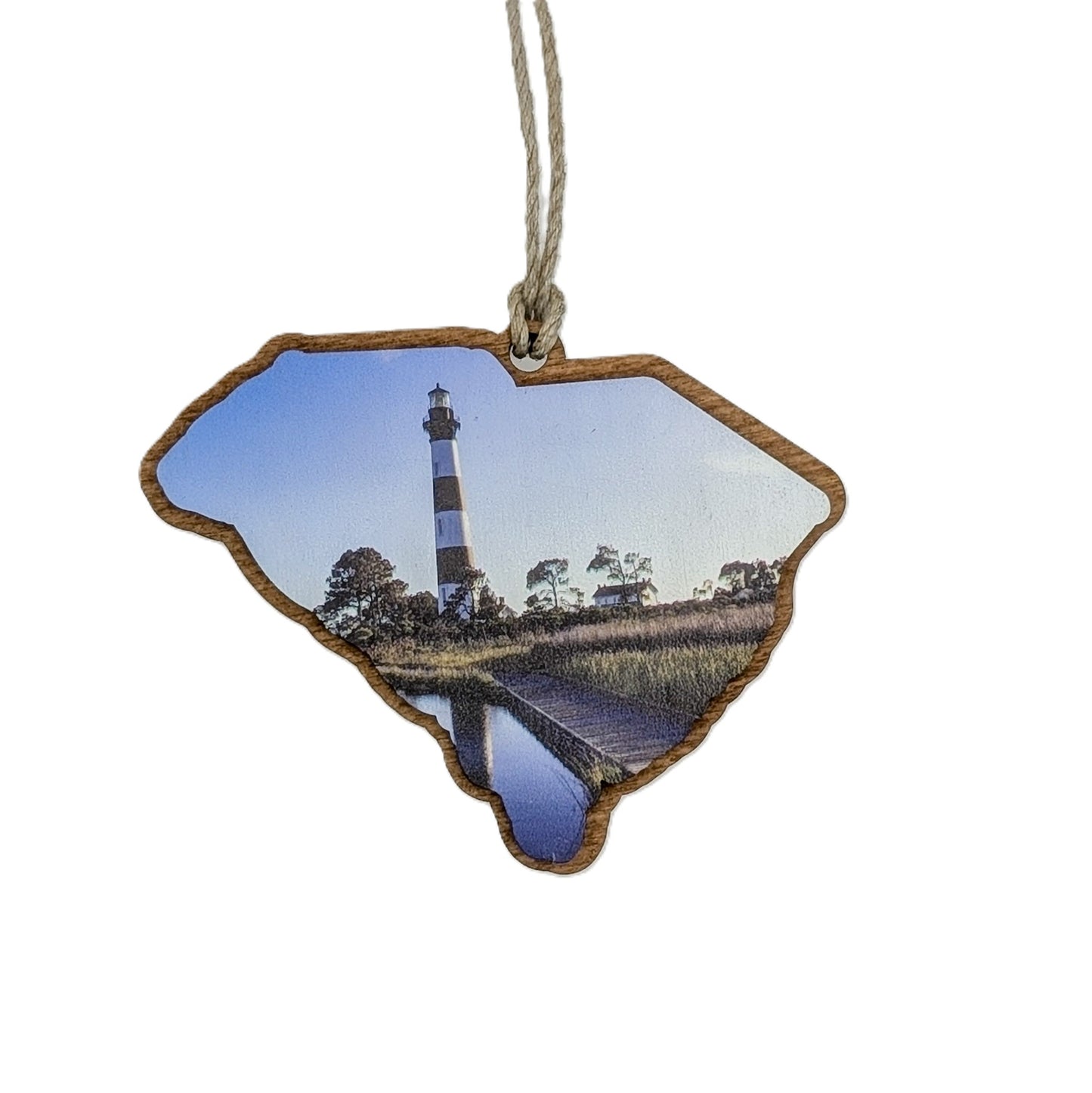 South Carolina Lighthouse Wooden Christmas Ornament