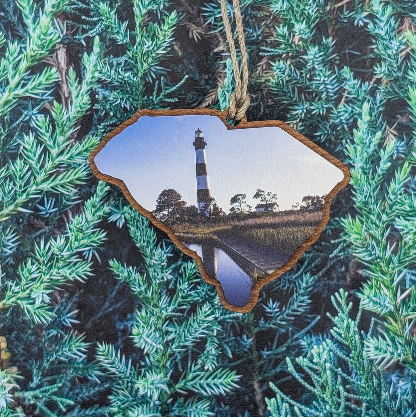 South Carolina Lighthouse Wooden Christmas Ornament