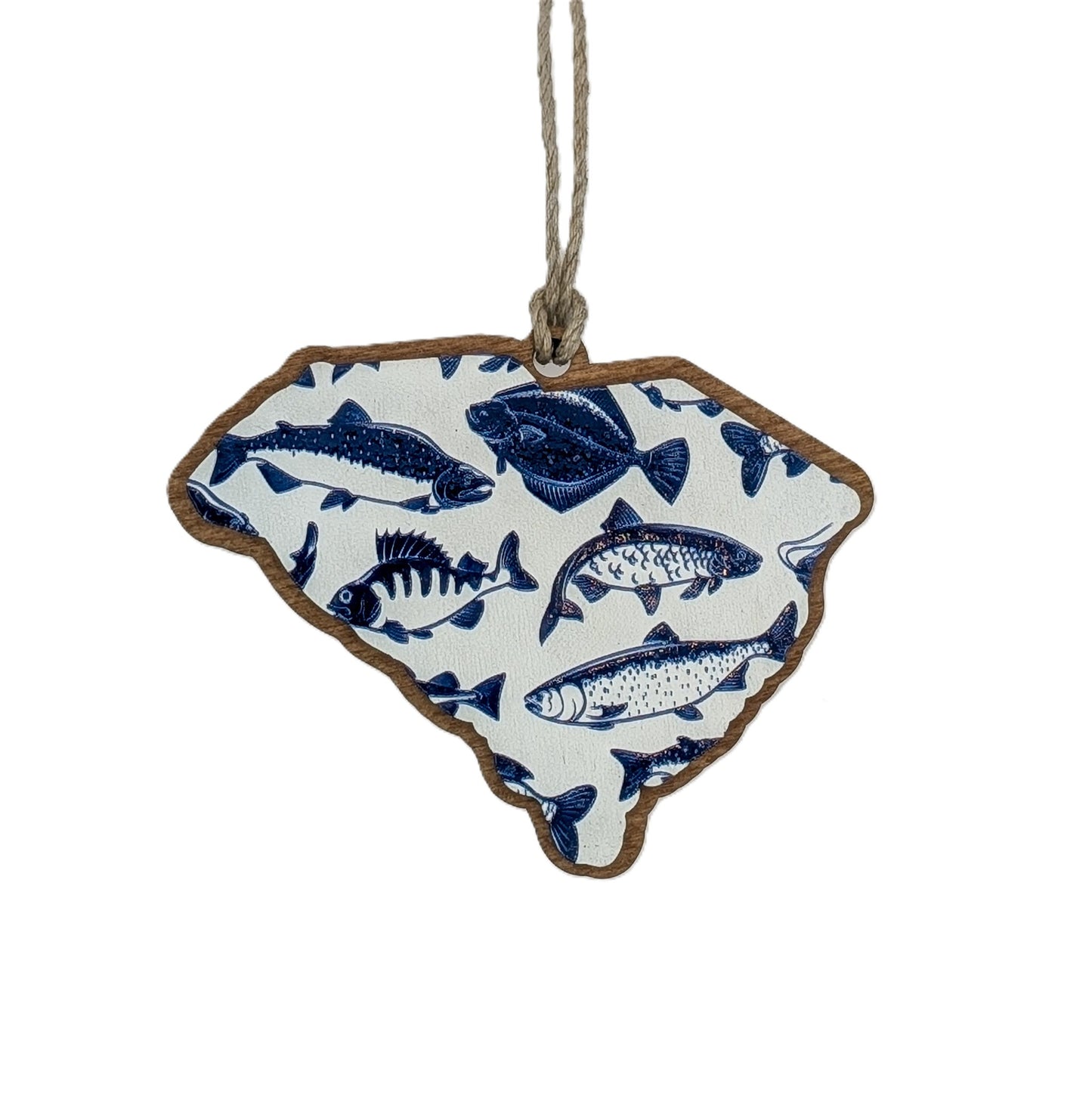 South Carolina Coastal Fish Pattern Wooden Christmas Ornament