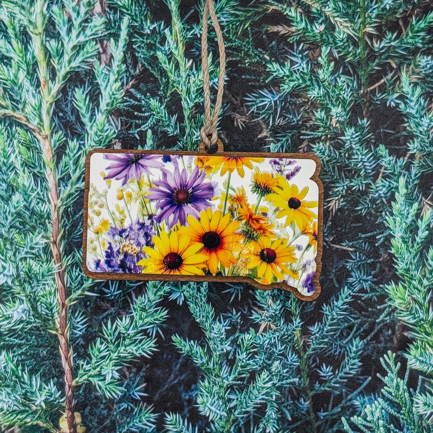 South Dakota Wildflower Wooden Christmas Ornament