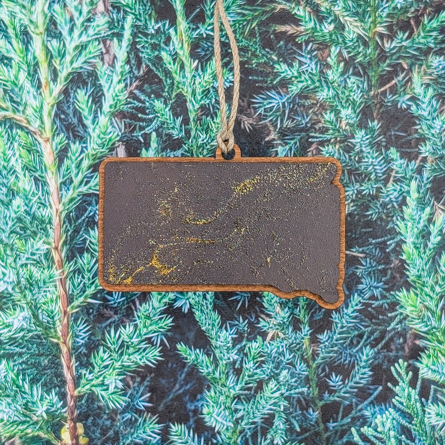 South Dakota Gold Rush Wooden Christmas Ornament