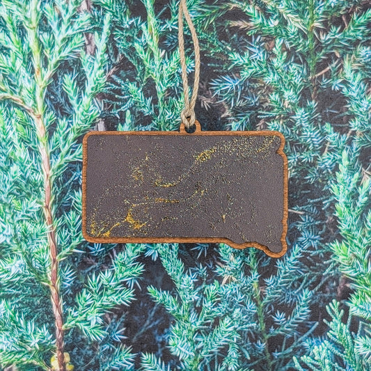 South Dakota Gold Rush Wooden Christmas Ornament