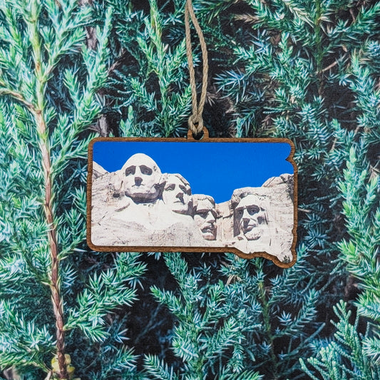 South Dakota Mount Rushmore Wooden Christmas Ornament