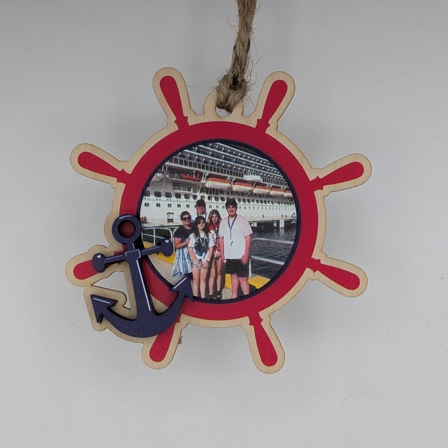 Red and Blue Cruise Ship Christmas Ornament