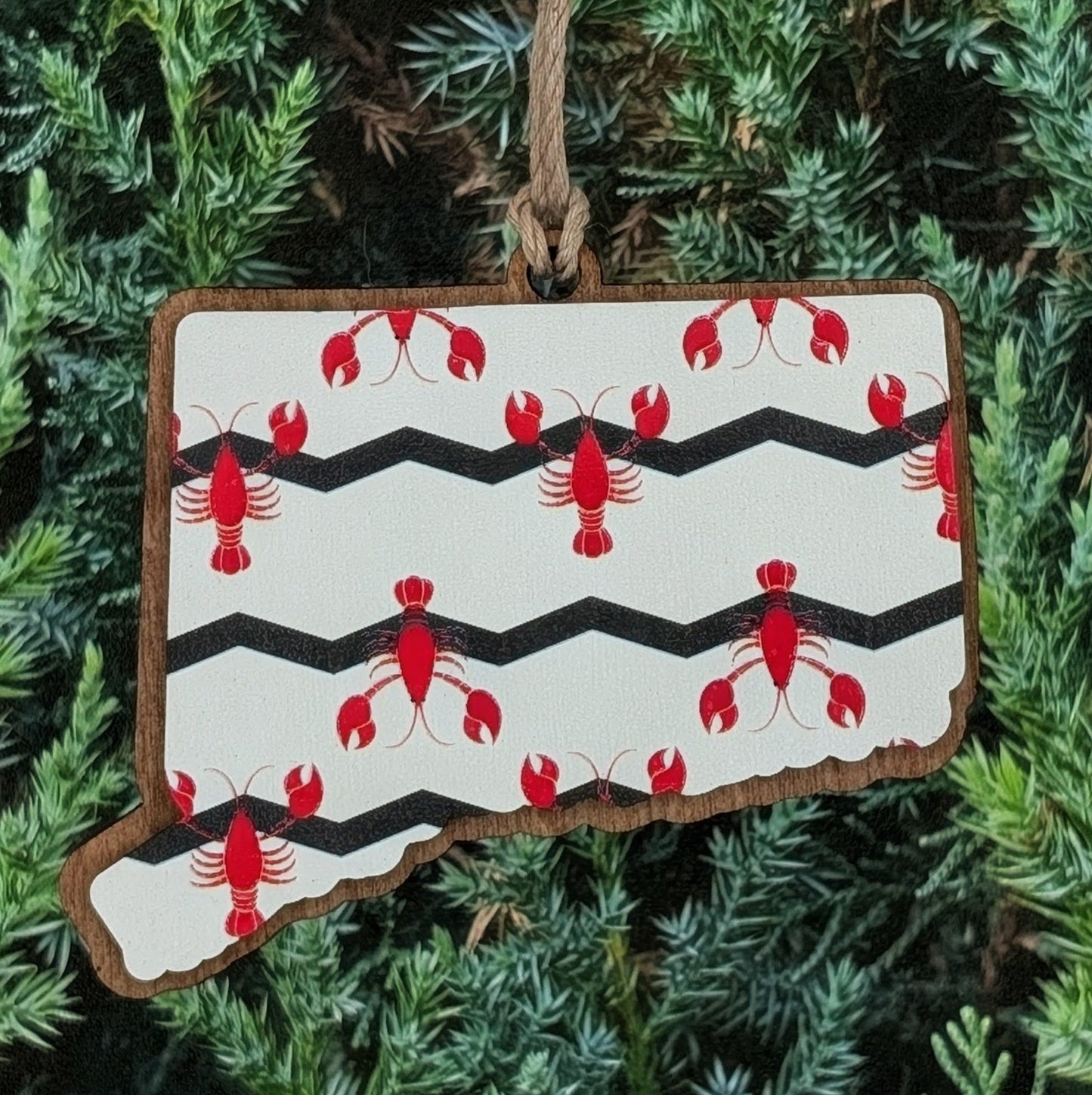 Connecticut Lobster Wooden Christmas Ornament