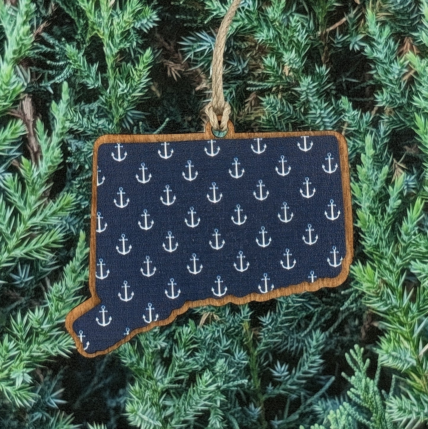 Connecticut Anchor Wooden Christmas Ornament