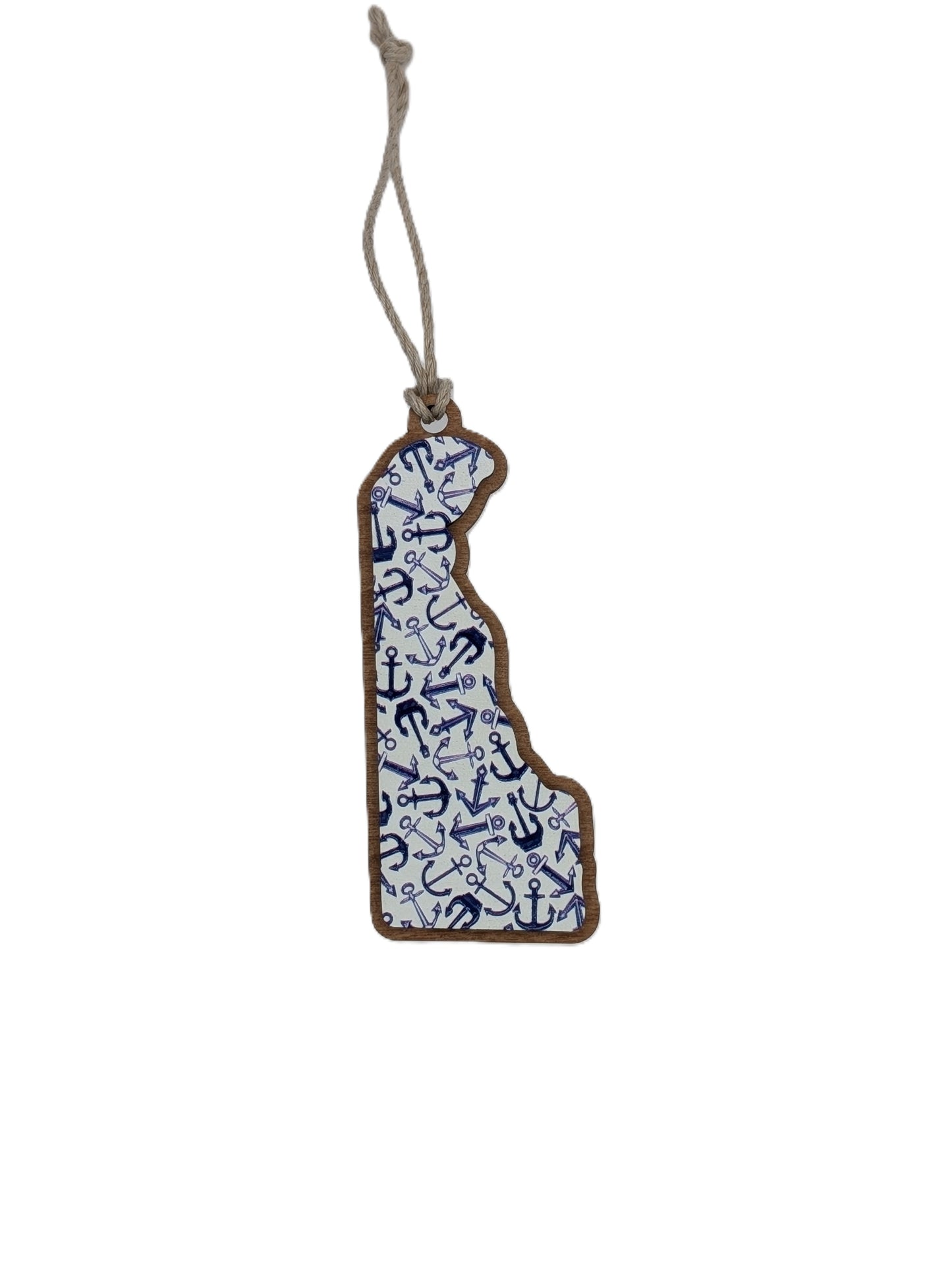 Delaware Anchor Wooden Christmas Ornament