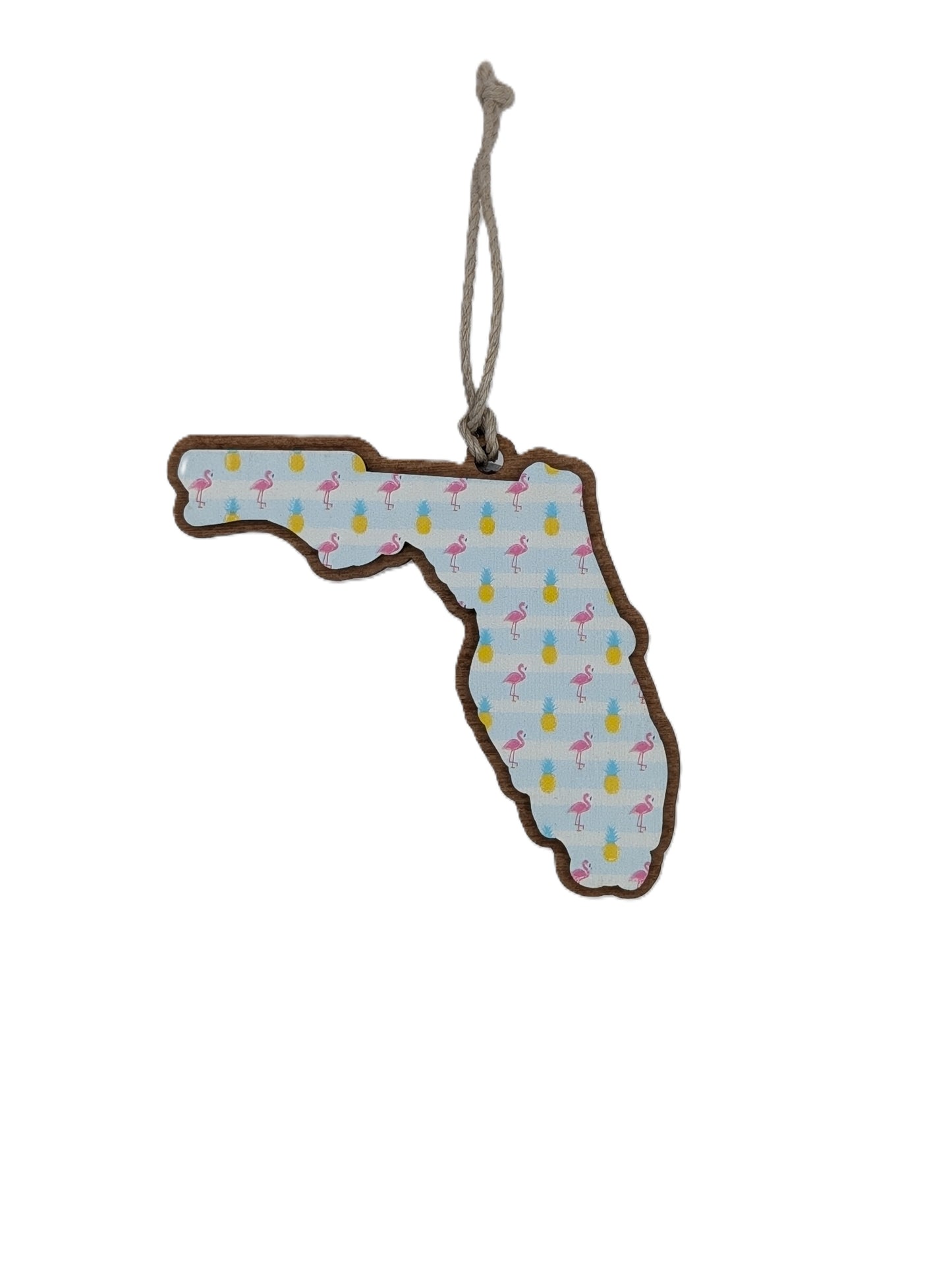 Florida Flamingo Wooden Christmas Ornament