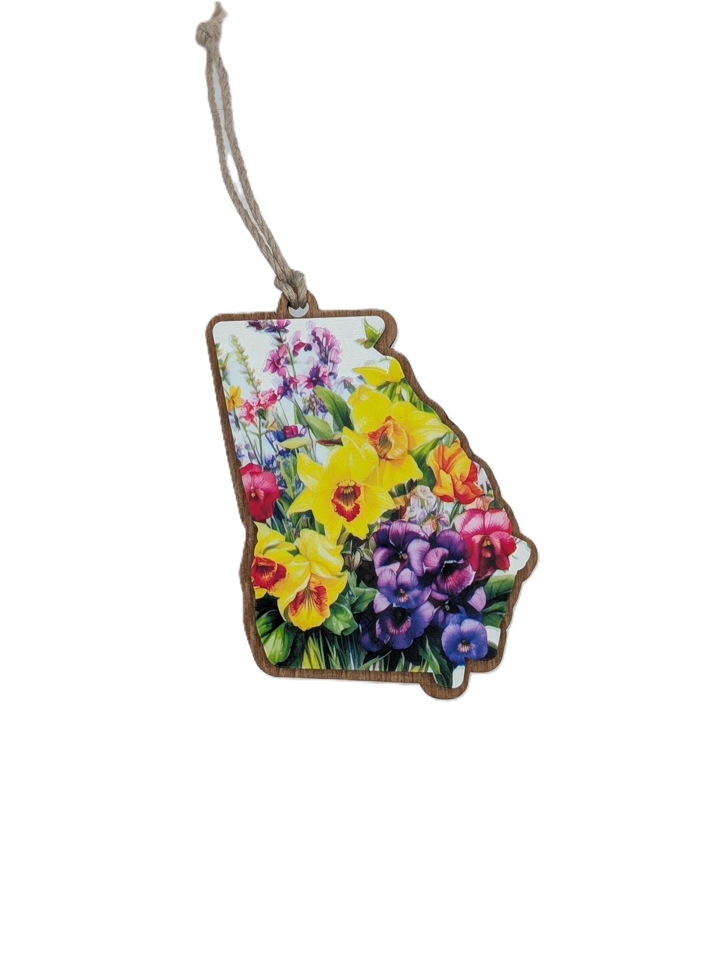 Georgia Wildflower Wooden Christmas Ornament