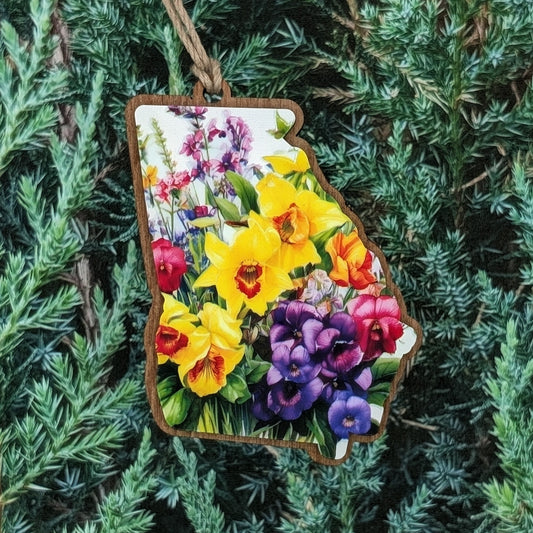 Georgia Wildflower Wooden Christmas Ornament