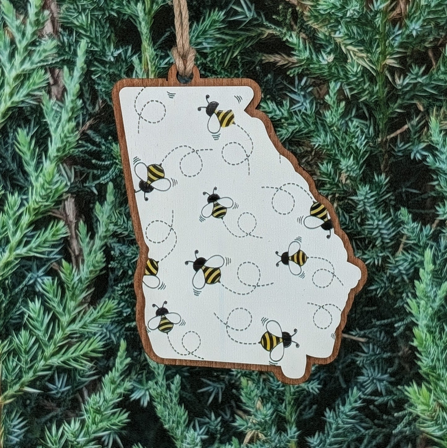 Georgia Bee Wooden Christmas Ornament