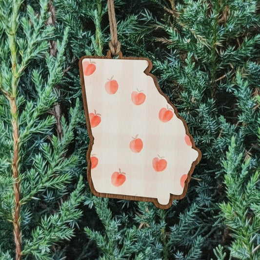Georgia Peach Wooden Christmas Ornament