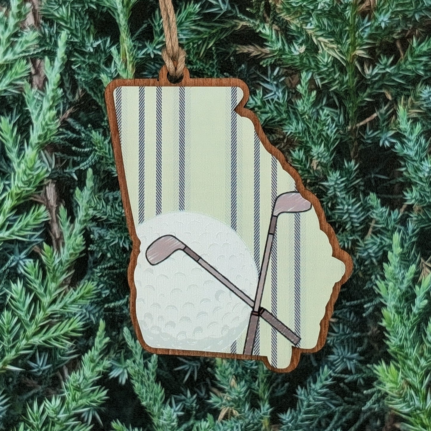 Georgia Golf Wooden Christmas Ornament