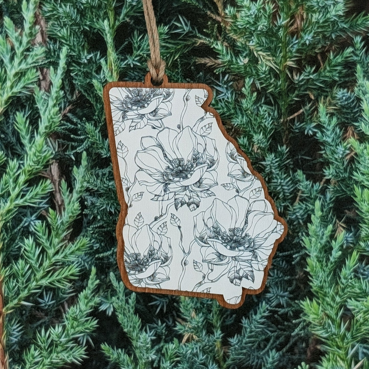 Georgia Magnolia Wooden Christmas Ornament
