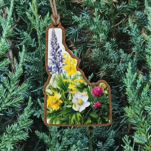 Idaho Wildflower Wooden Christmas Ornament