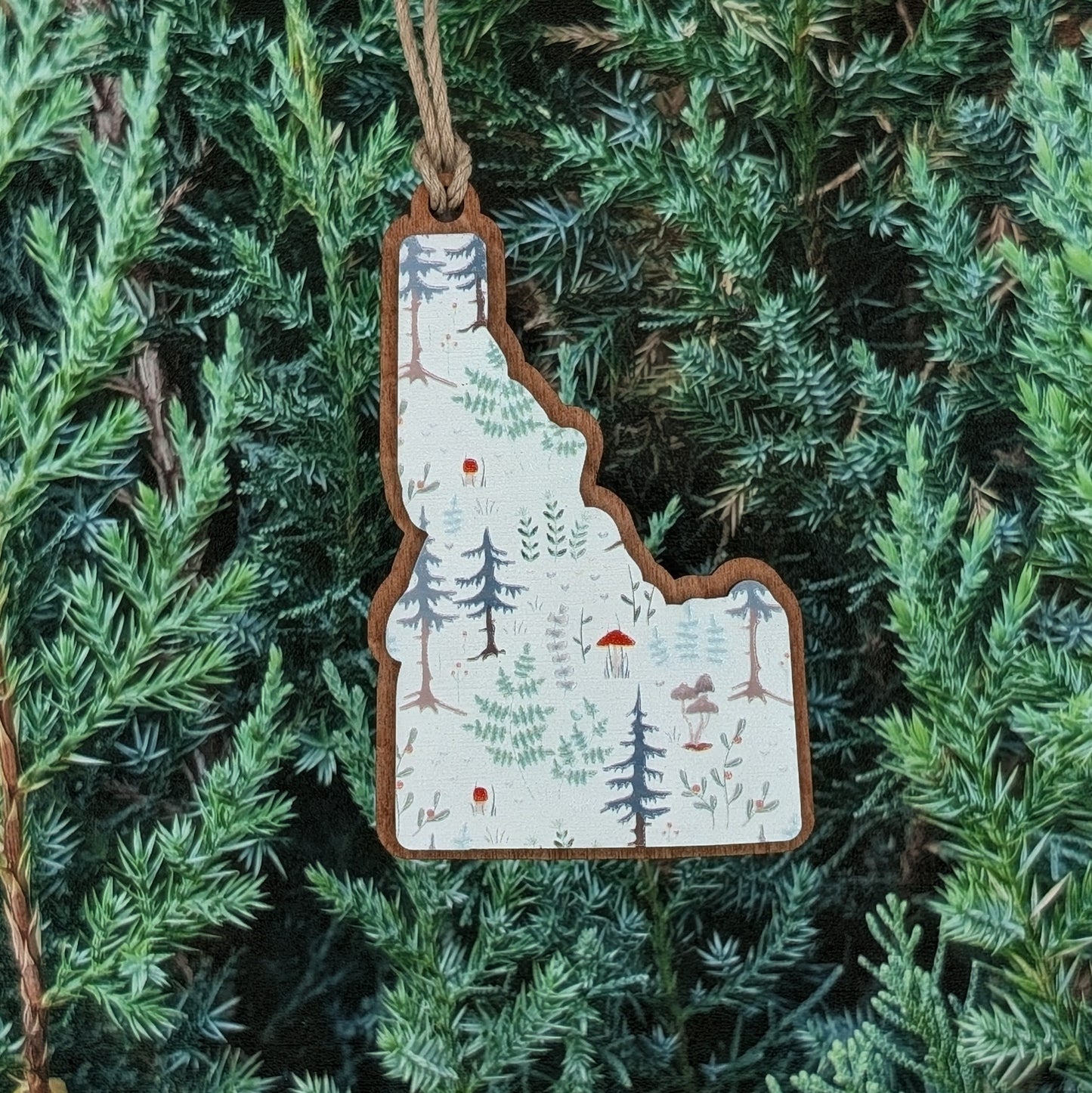 Idaho Magical Forest Wooden Christmas Ornament