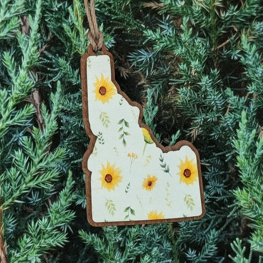 Idaho Sunflower Wooden Christmas Ornament