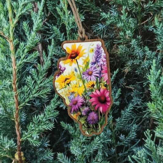 Illinois Wildflower Wooden Christmas Ornament