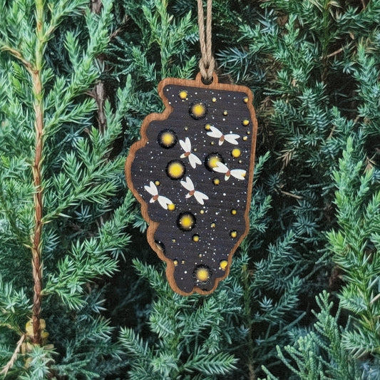 Illinois Fireflies Wooden Christmas Ornament