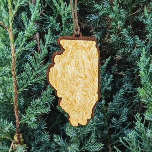 Illinois Wheat Wooden Christmas Ornament