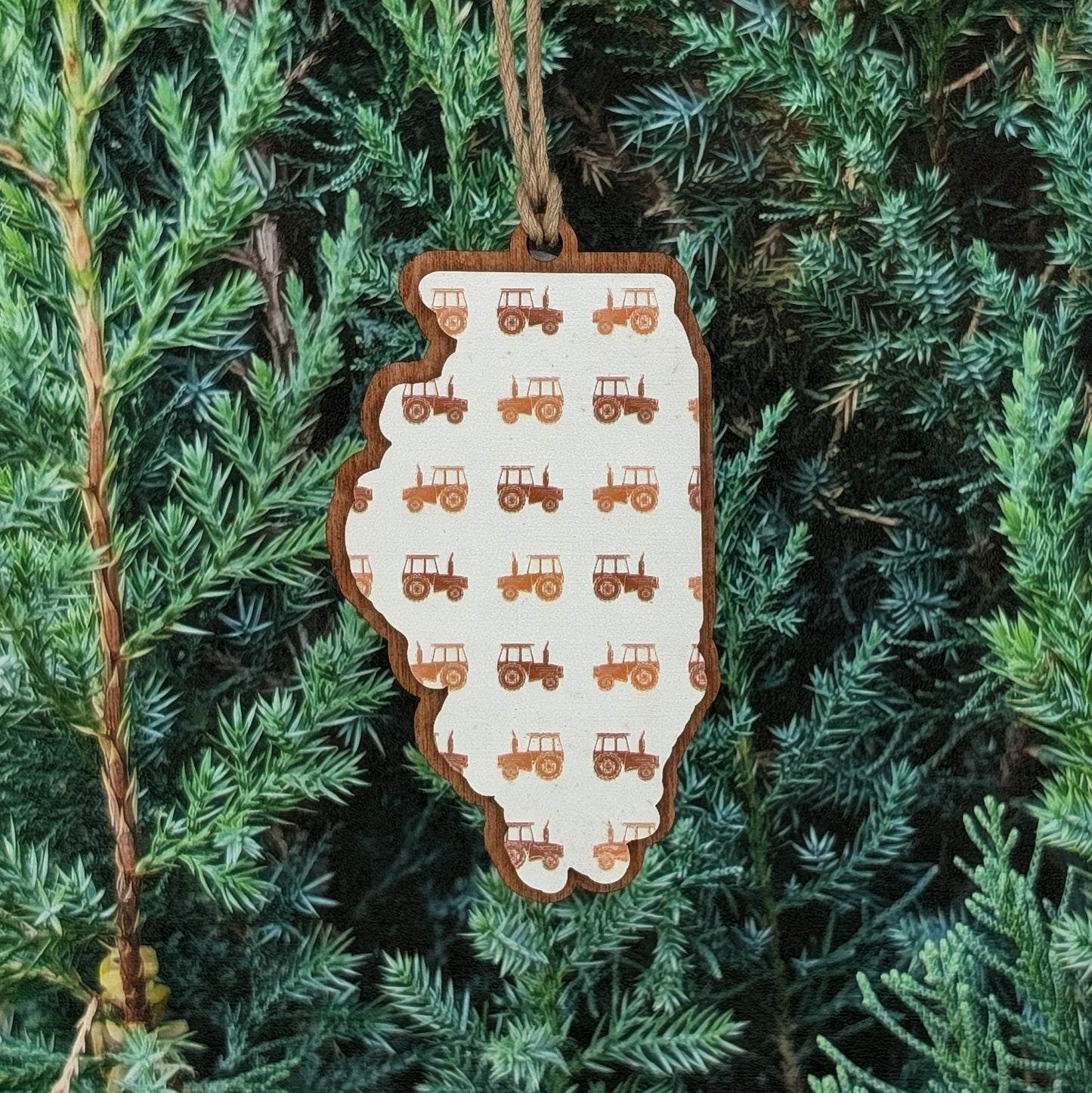Illinois Tractor Wooden Christmas Ornament
