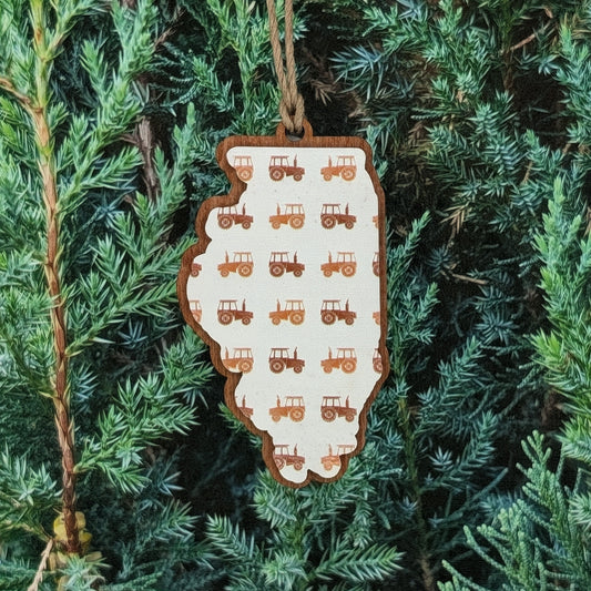 Illinois Tractor Wooden Christmas Ornament