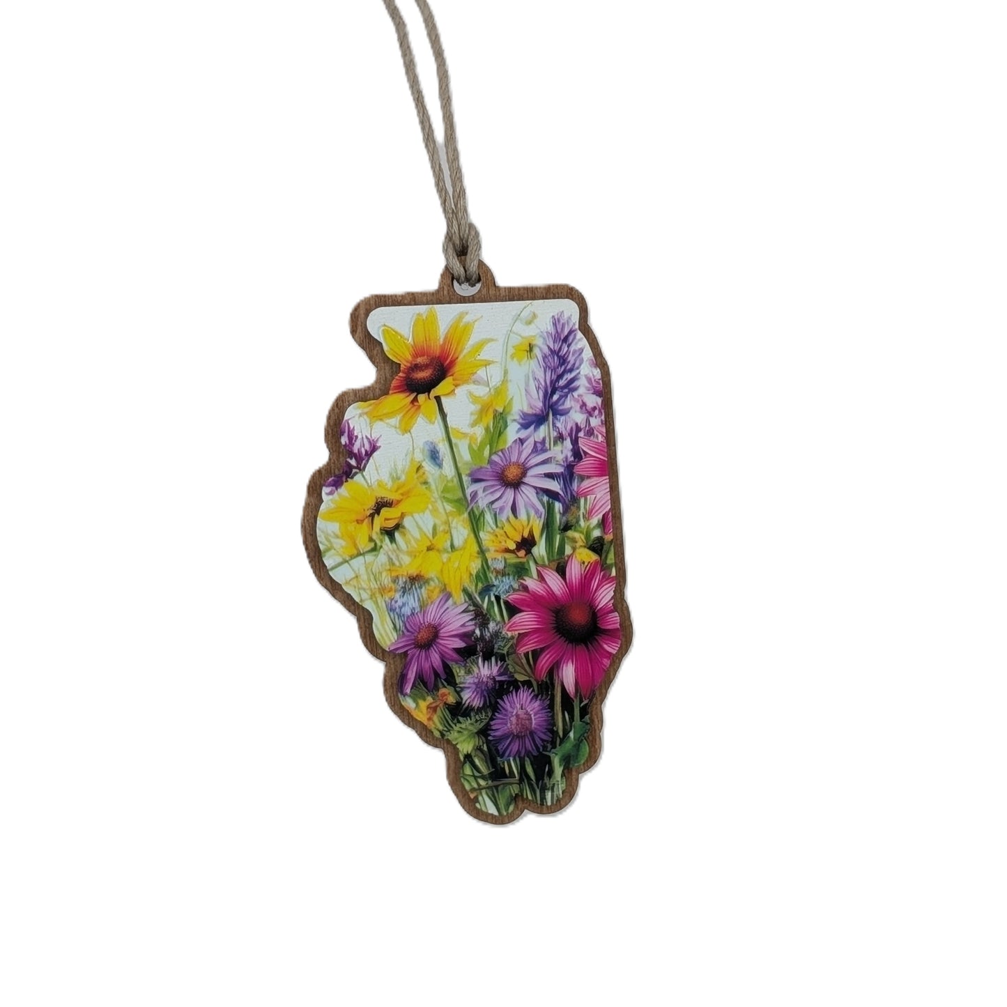 Illinois Wildflower Wooden Christmas Ornament