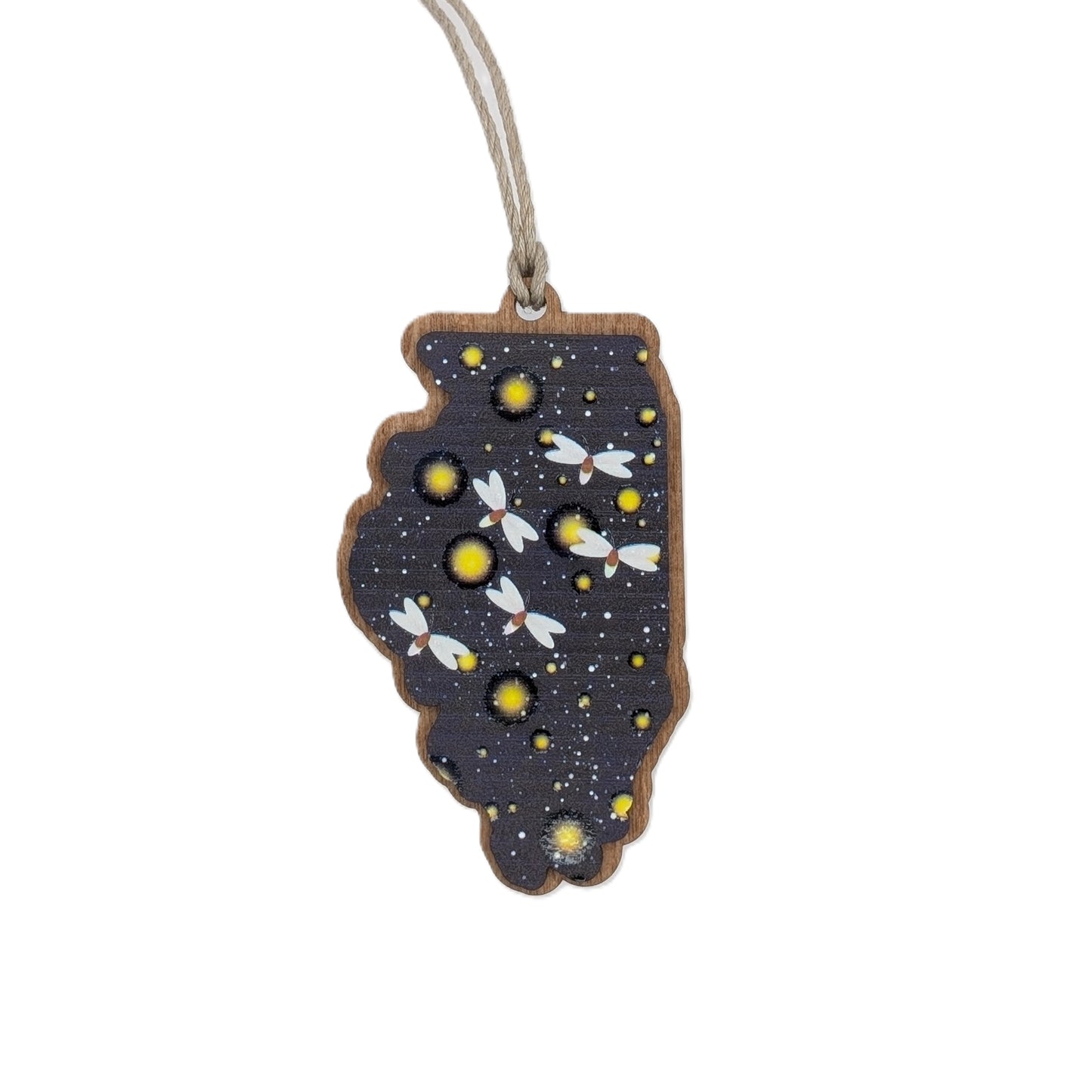 Illinois Fireflies Wooden Christmas Ornament