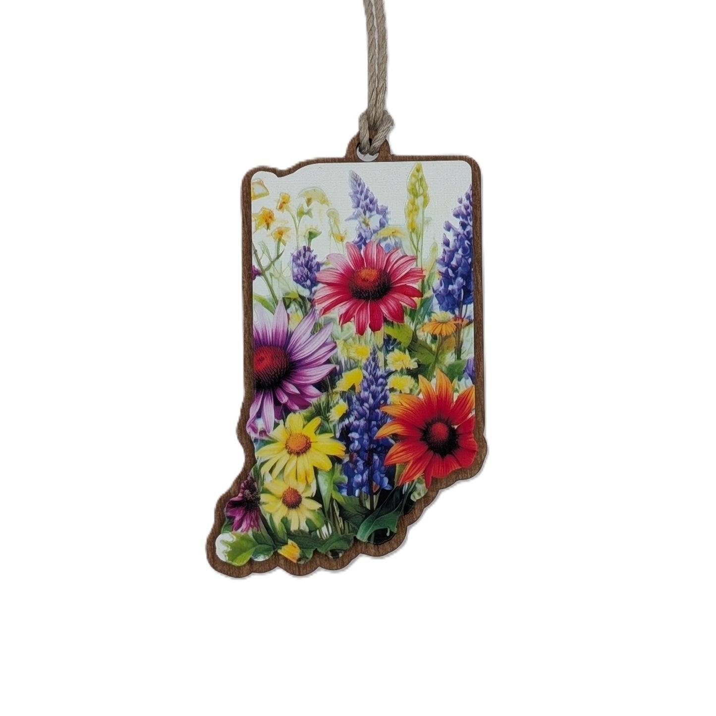 Indiana Wildflowers Wooden Christmas Ornament