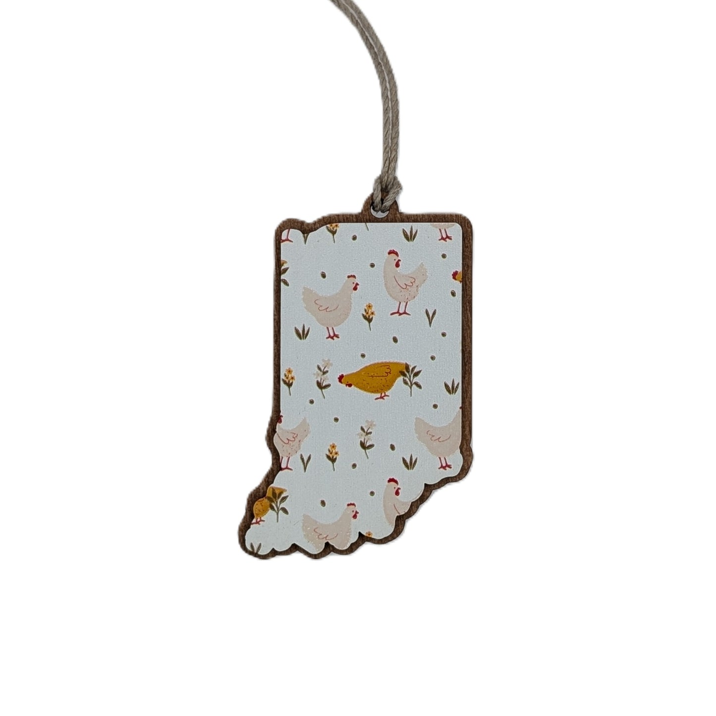 Indiana Chickens Wooden Christmas Ornament