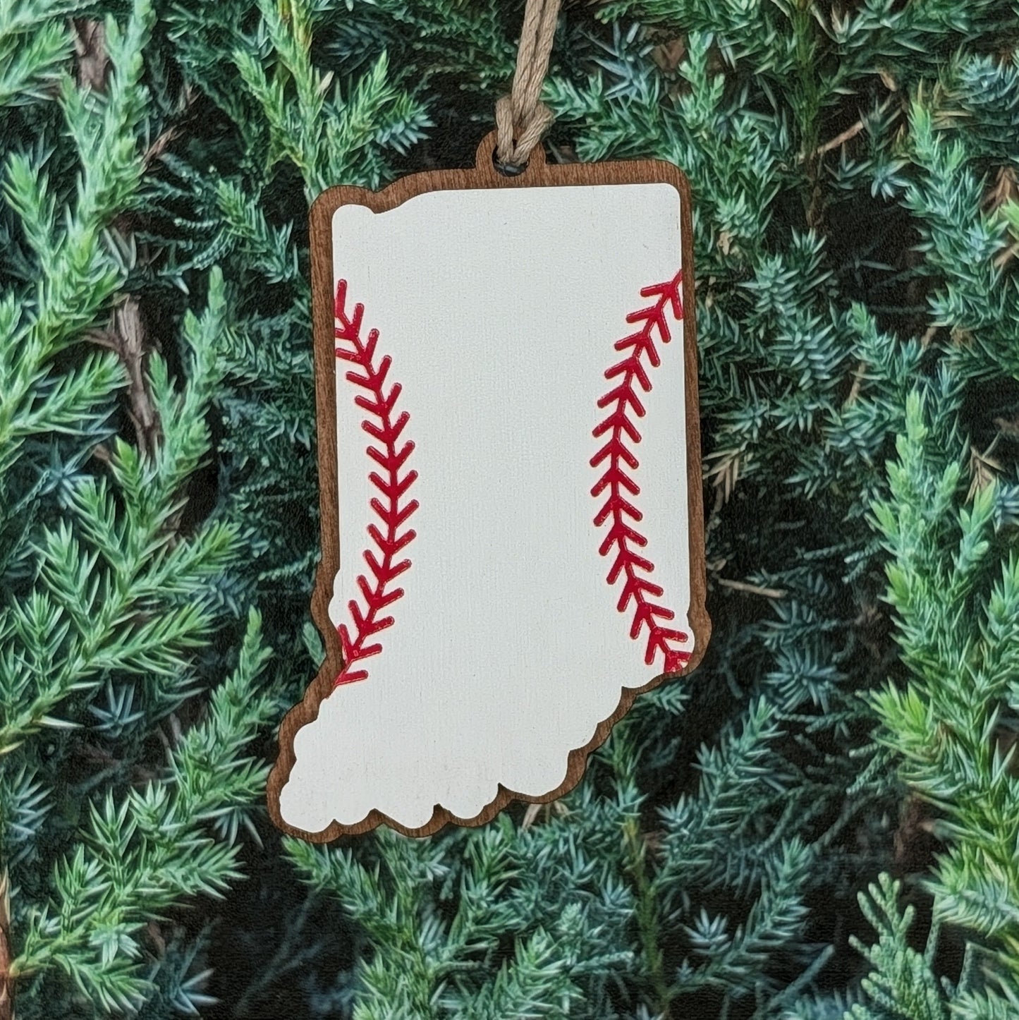 Indiana Baseball Wooden Christmas Ornament