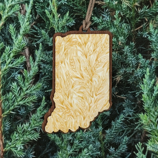 Indiana Wheat Wooden Christmas Ornament