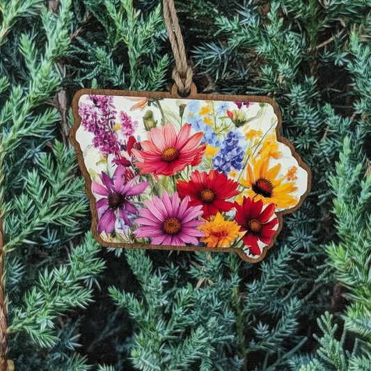 Iowa Wildflowers Wooden Christmas Ornament