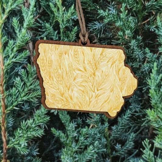 Iowa Wheat Wooden Christmas Ornament