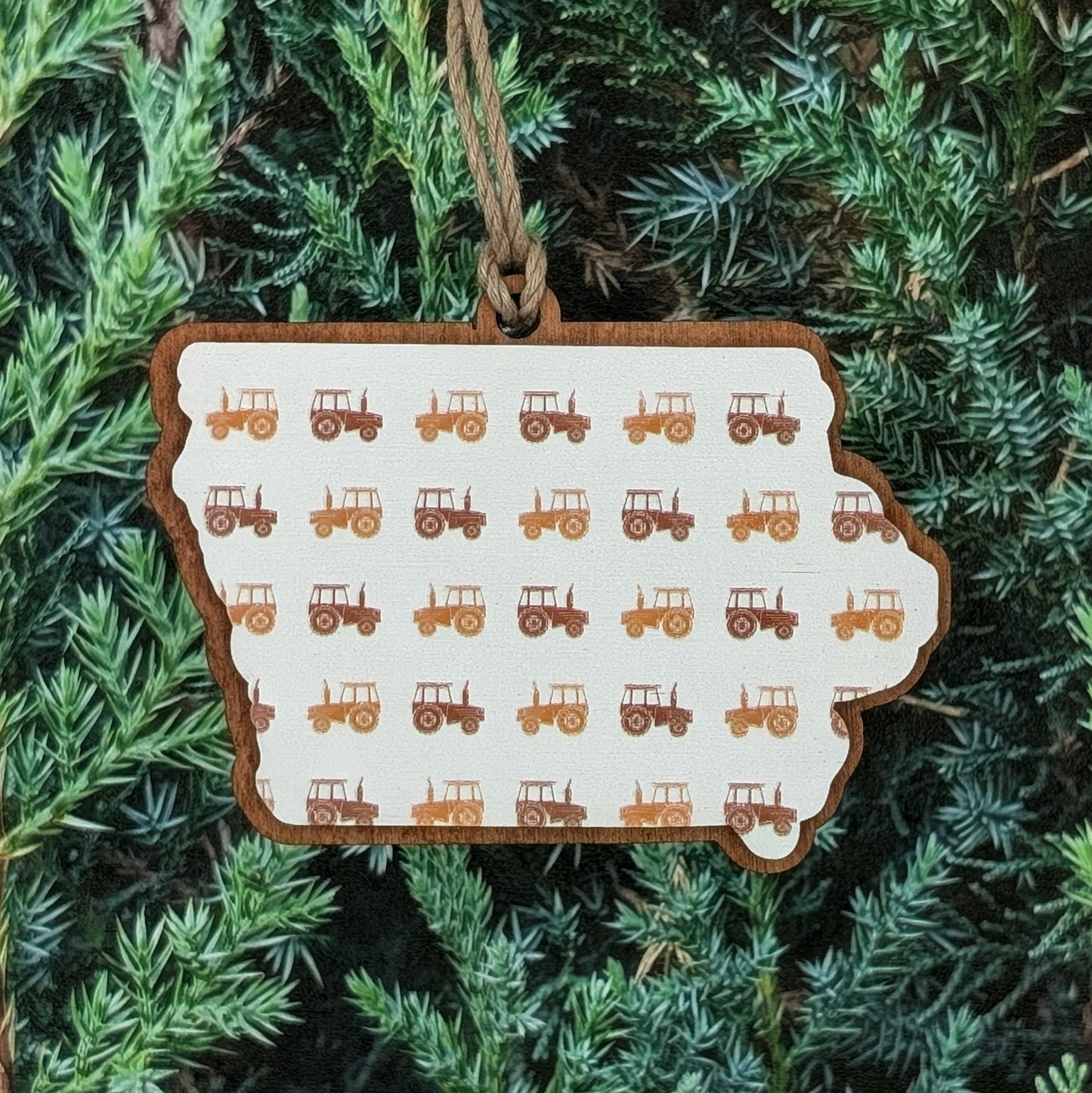 Iowa Tractor Wooden Christmas Ornament