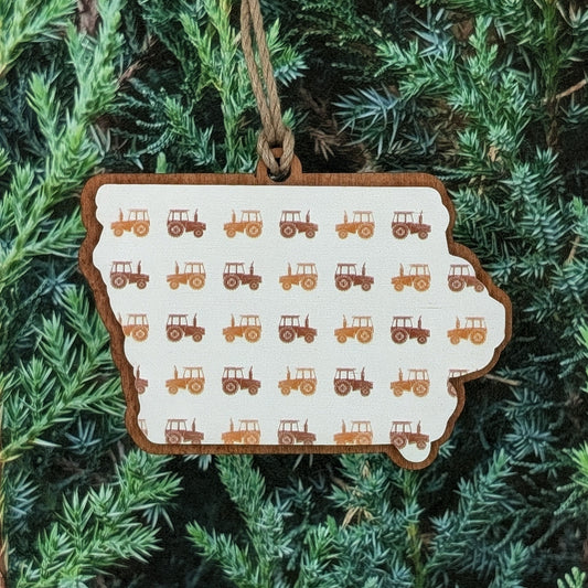 Iowa Tractor Wooden Christmas Ornament