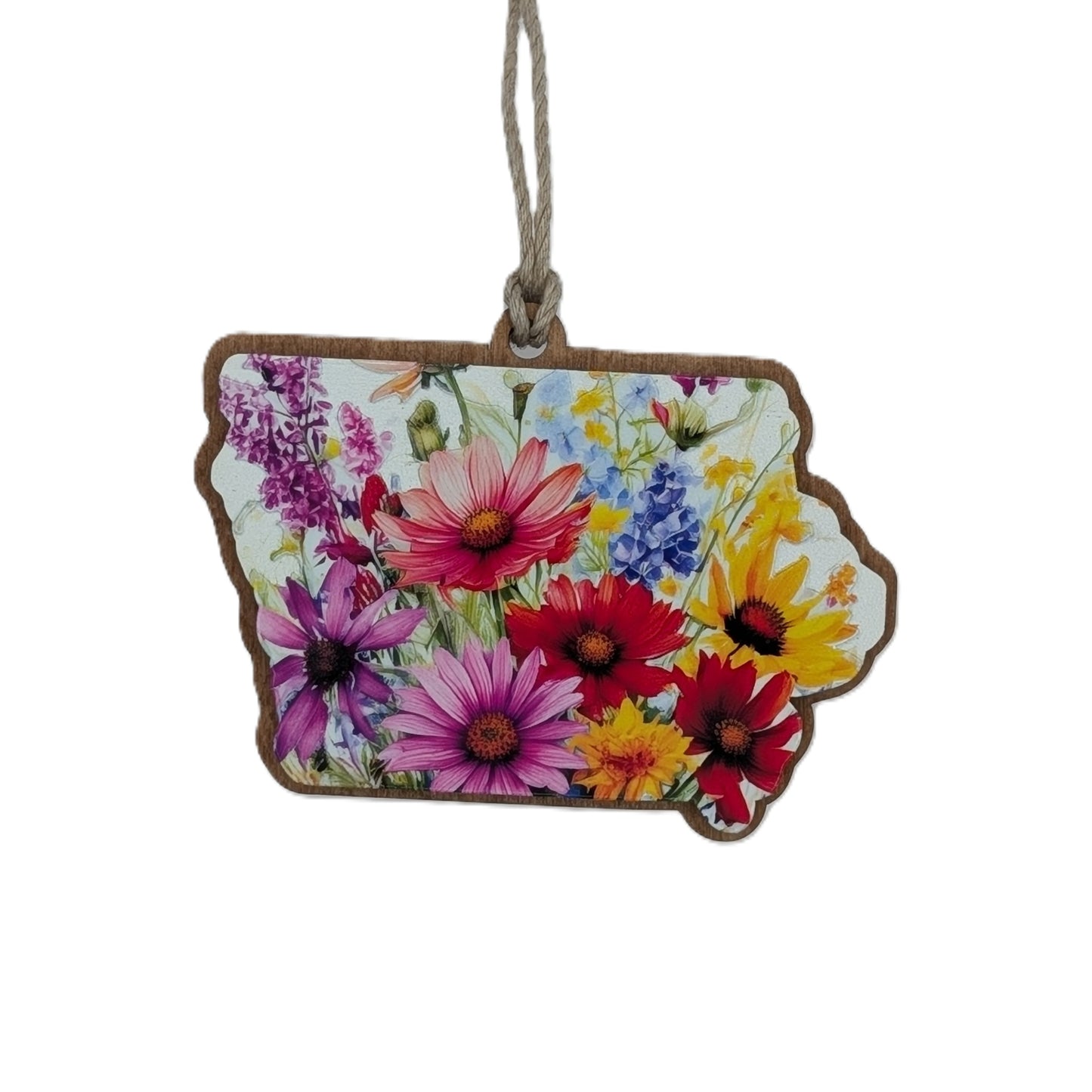 Iowa Wildflowers Wooden Christmas Ornament
