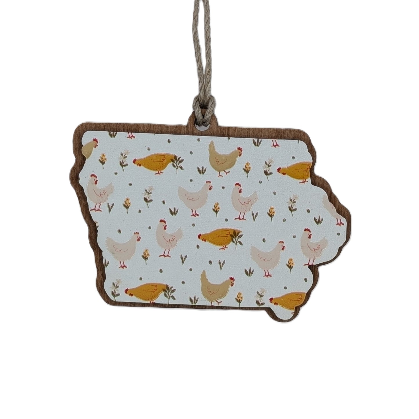 Iowa Chickens Wooden Christmas Ornament