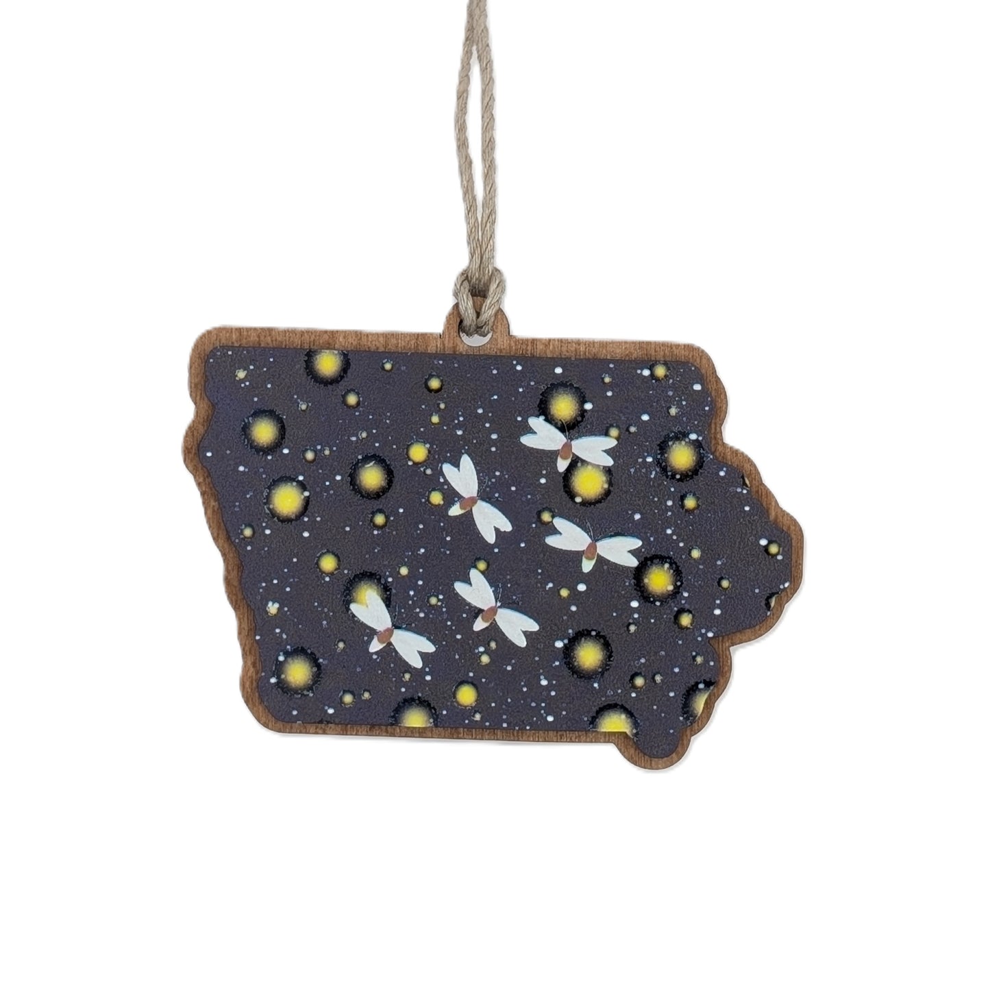 Iowa Fireflies Wooden Christmas Ornament