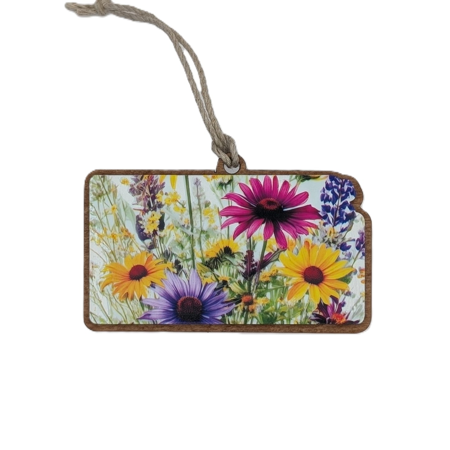 Kansas Wildflowers Wooden Christmas Ornament