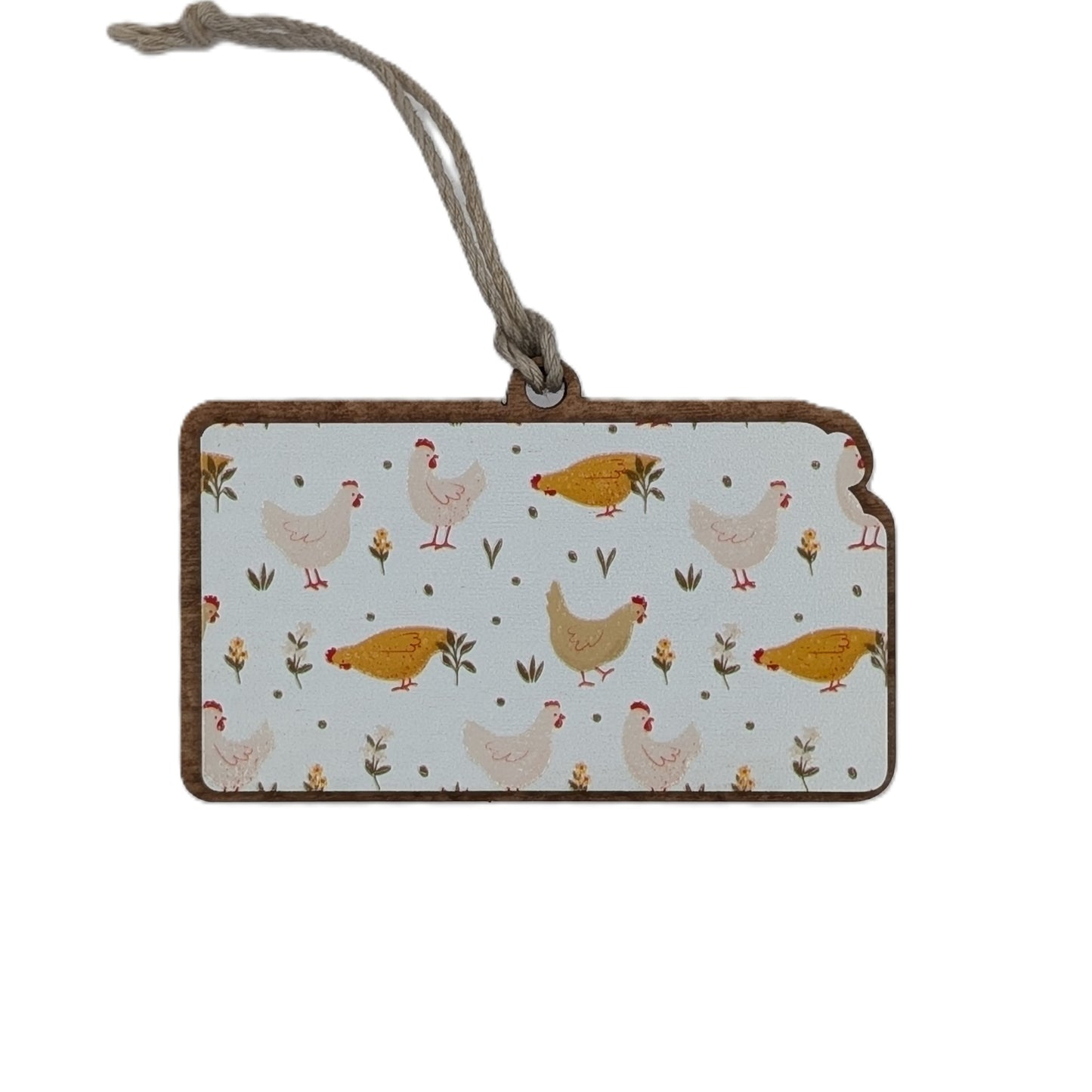 Kansas Chickens Wooden Christmas Ornament