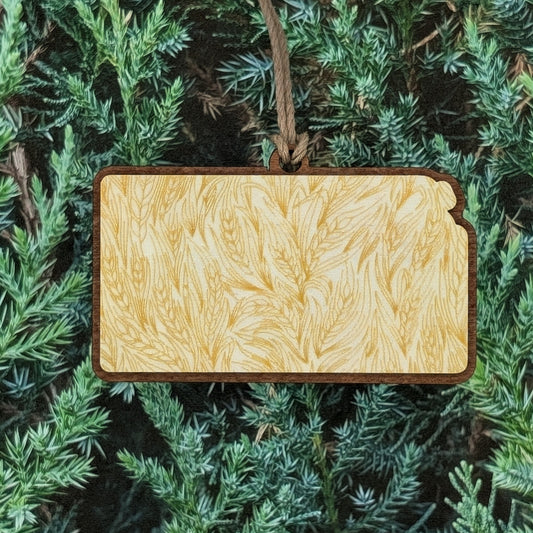 Kansas Wheat Wooden Christmas Ornament