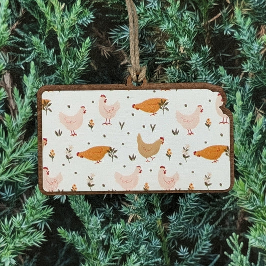 Kansas Chickens Wooden Christmas Ornament